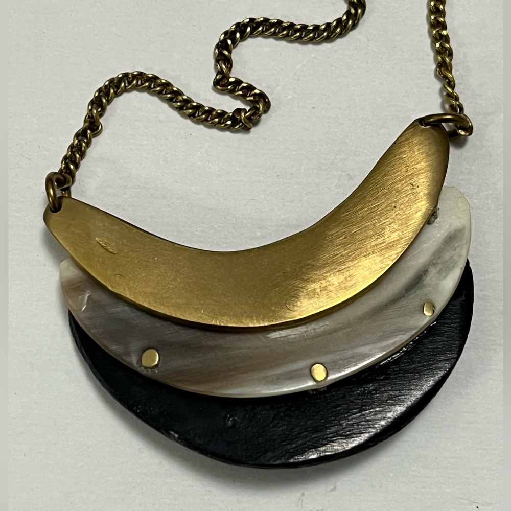 Brass Ivory Wood statement necklace - Picture 3 of 5